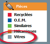Item "Vitres" dans le menu du dossier