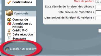 Lien vers fonctionnalit "Signaler un problme"
