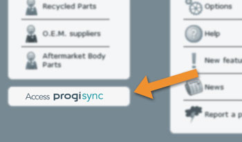 ProgiSync access link in ProgiParts' main menu