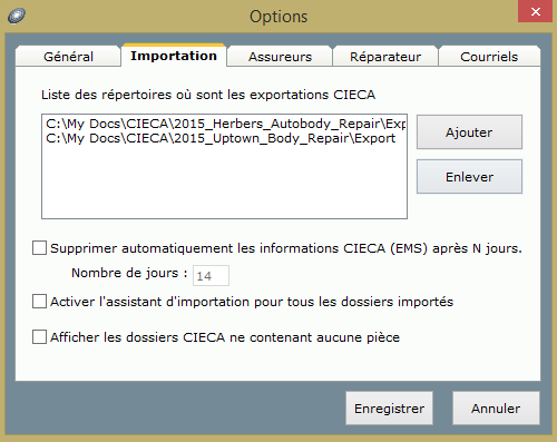 Options: Import: CIECA files with no parts
