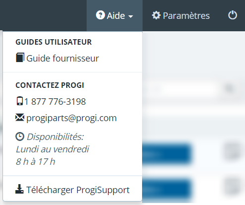 Aide accessible via le portail ProgiPièces